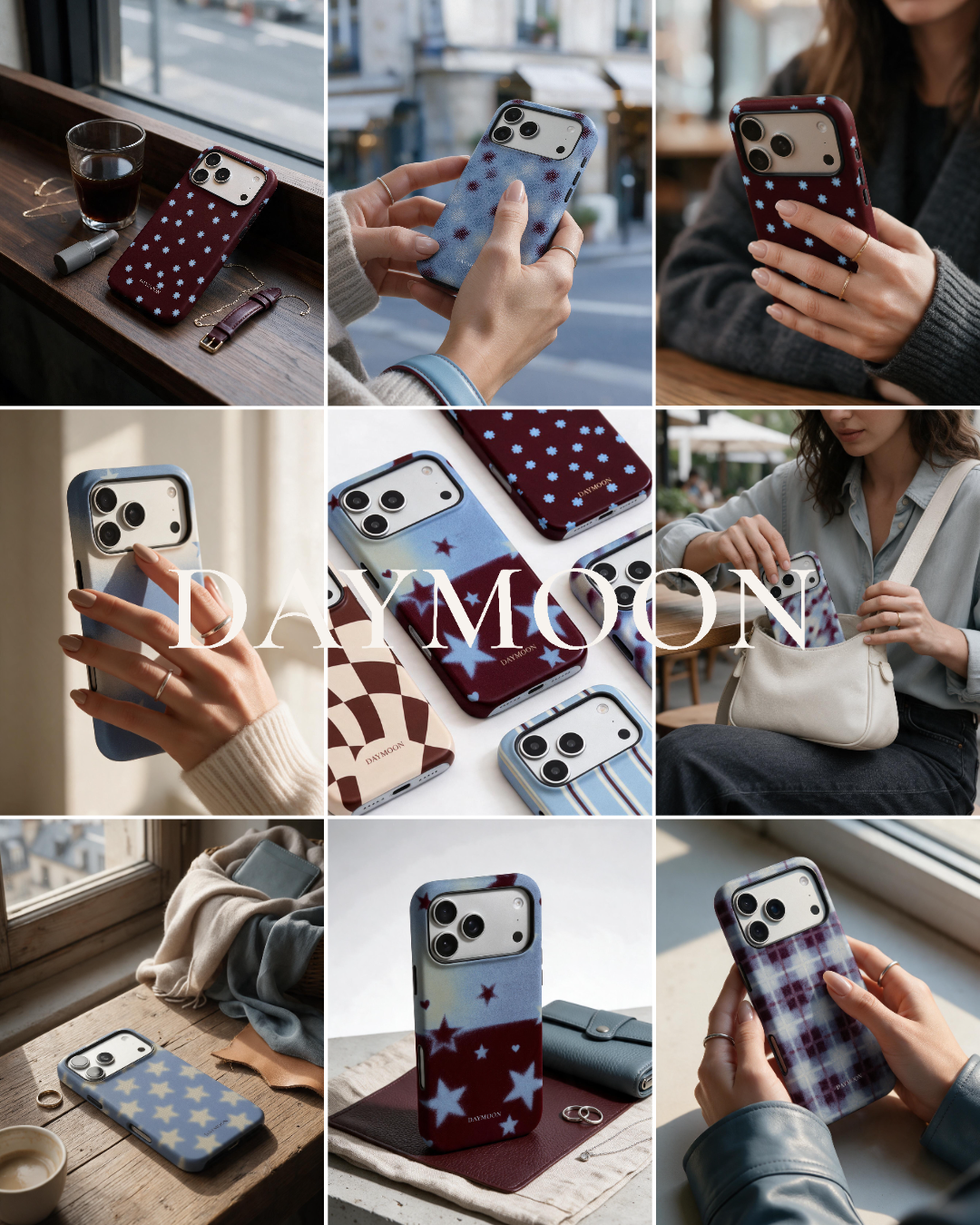 DAYMOON collection in blue and burgundy