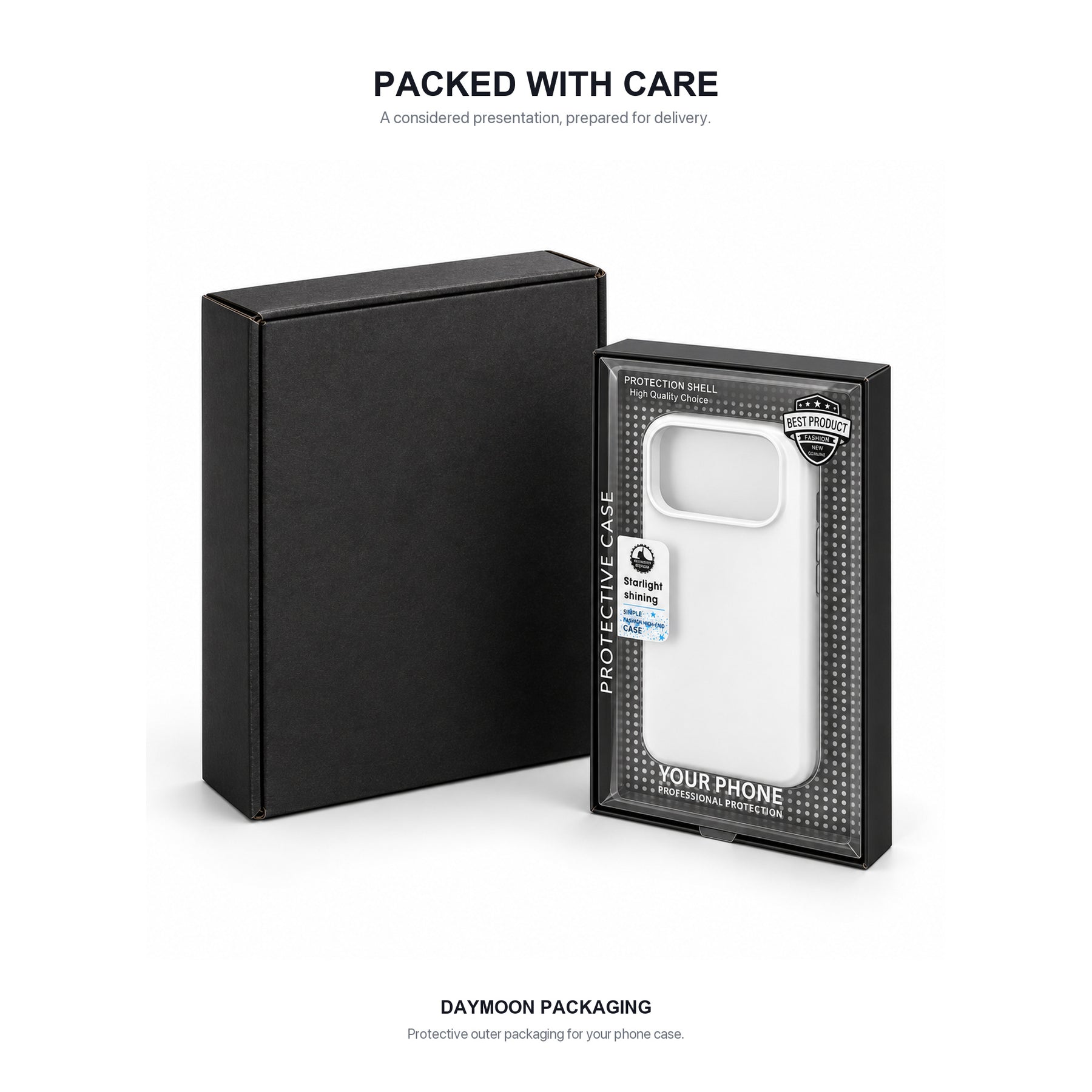 Cocoa Rhythm phone case, packaging presentation