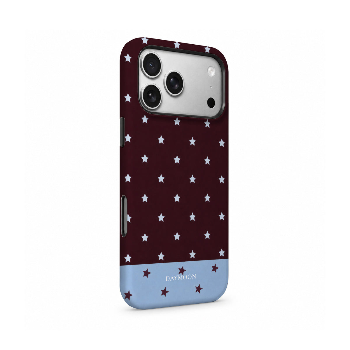 Burgundy Stars phone case, Dual Layer left side