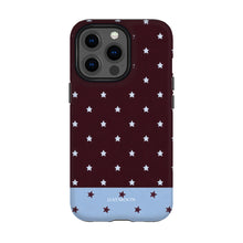 Burgundy Stars phone case on iPhone 13 Pro, Dual Layer