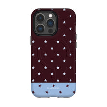 Burgundy Stars phone case on iPhone 13 Pro, Dual Layer MagSafe
