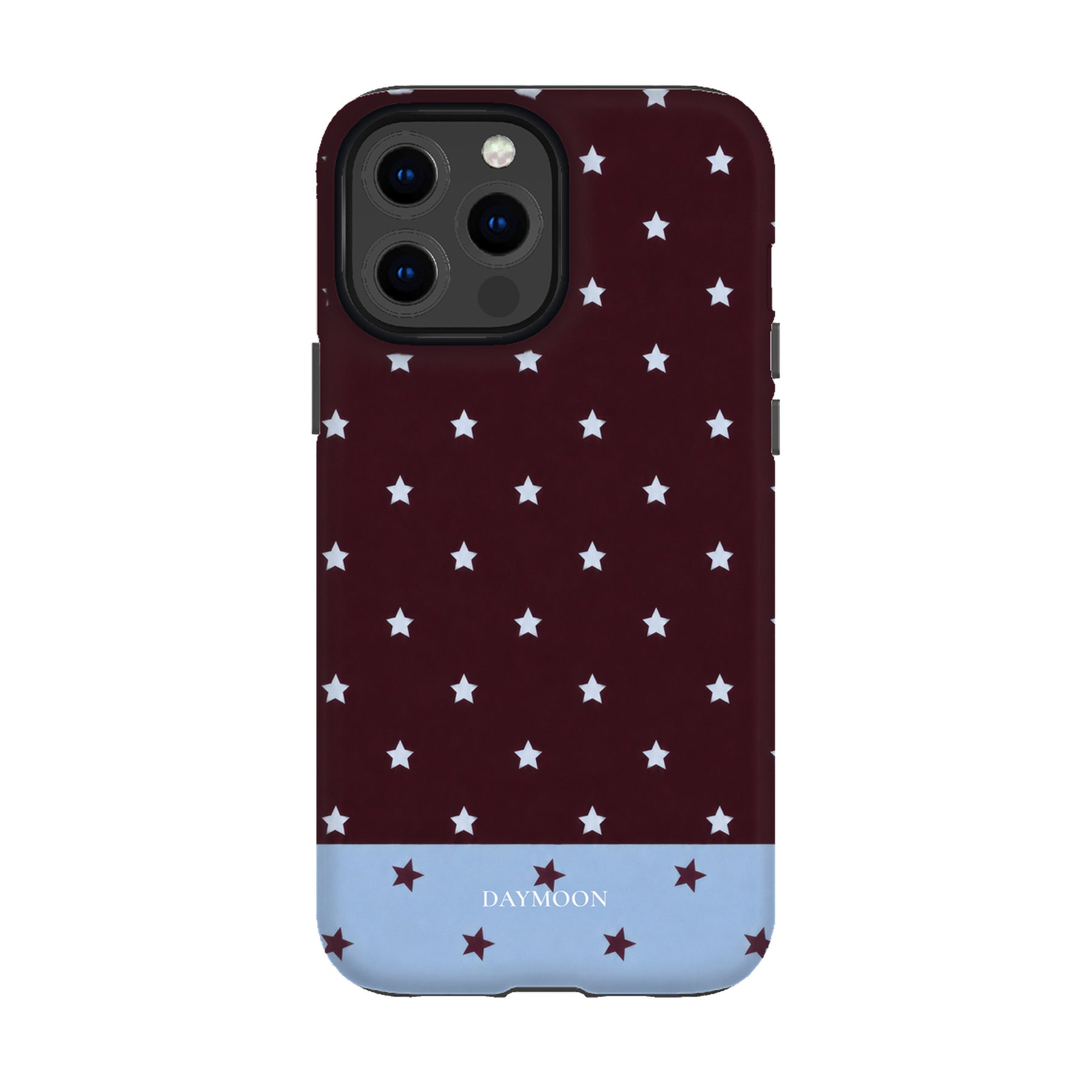 Burgundy Stars phone case on iPhone 13 Pro Max, Dual Layer