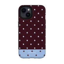 Burgundy Stars phone case on iPhone 14, Dual Layer