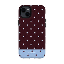 Burgundy Stars phone case on iPhone 14 Plus, Dual Layer