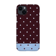 Burgundy Stars phone case on iPhone 14 Plus, Single Layer