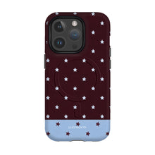 Burgundy Stars phone case on iPhone 14 Pro, Dual Layer MagSafe