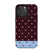 Burgundy Stars phone case on iPhone 14 Pro Max, Dual Layer MagSafe