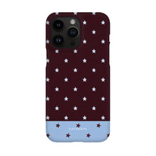 Burgundy Stars phone case on iPhone 14 Pro Max, Single Layer