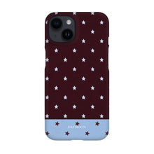 Burgundy Stars phone case on iPhone 14, Single Layer