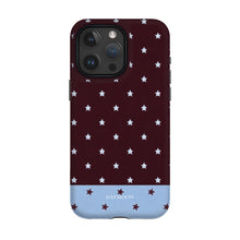 Burgundy Stars phone case on iPhone 15 Pro Max, Dual Layer