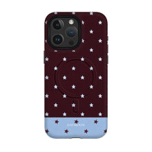 Burgundy Stars phone case on iPhone 15 Pro Max, Dual Layer MagSafe