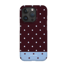Burgundy Stars phone case on iPhone 15 Pro, Single Layer