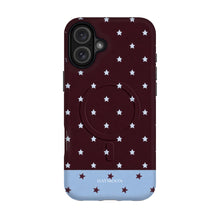 Burgundy Stars phone case on iPhone 16 Plus, Dual Layer MagSafe