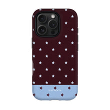 Burgundy Stars phone case on iPhone 16 Pro, Dual Layer