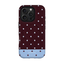 Burgundy Stars phone case on iPhone 16 Pro, Dual Layer MagSafe