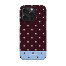Burgundy Stars phone case on iPhone 16 Pro, Single Layer