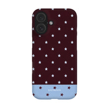 Burgundy Stars phone case on iPhone 16, Single Layer