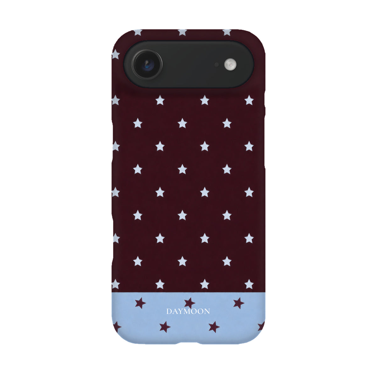 Burgundy Stars phone case on iPhone 17 Air, Single Layer