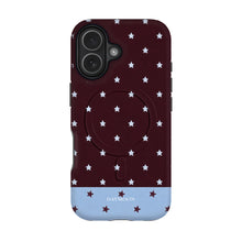 Burgundy Stars phone case on iPhone 17, Dual Layer MagSafe