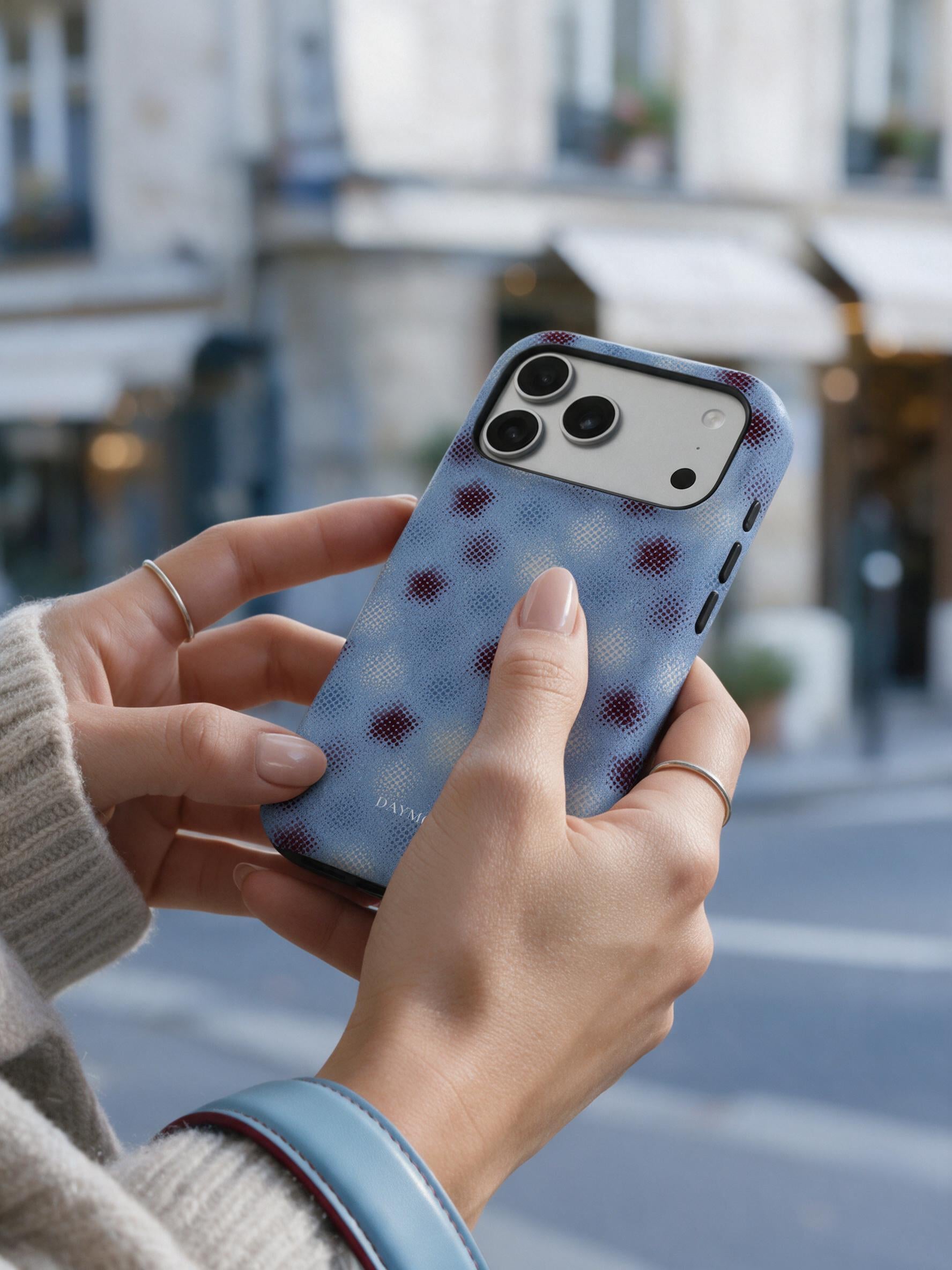 Pointed Star phone case in an everyday hand detail scene