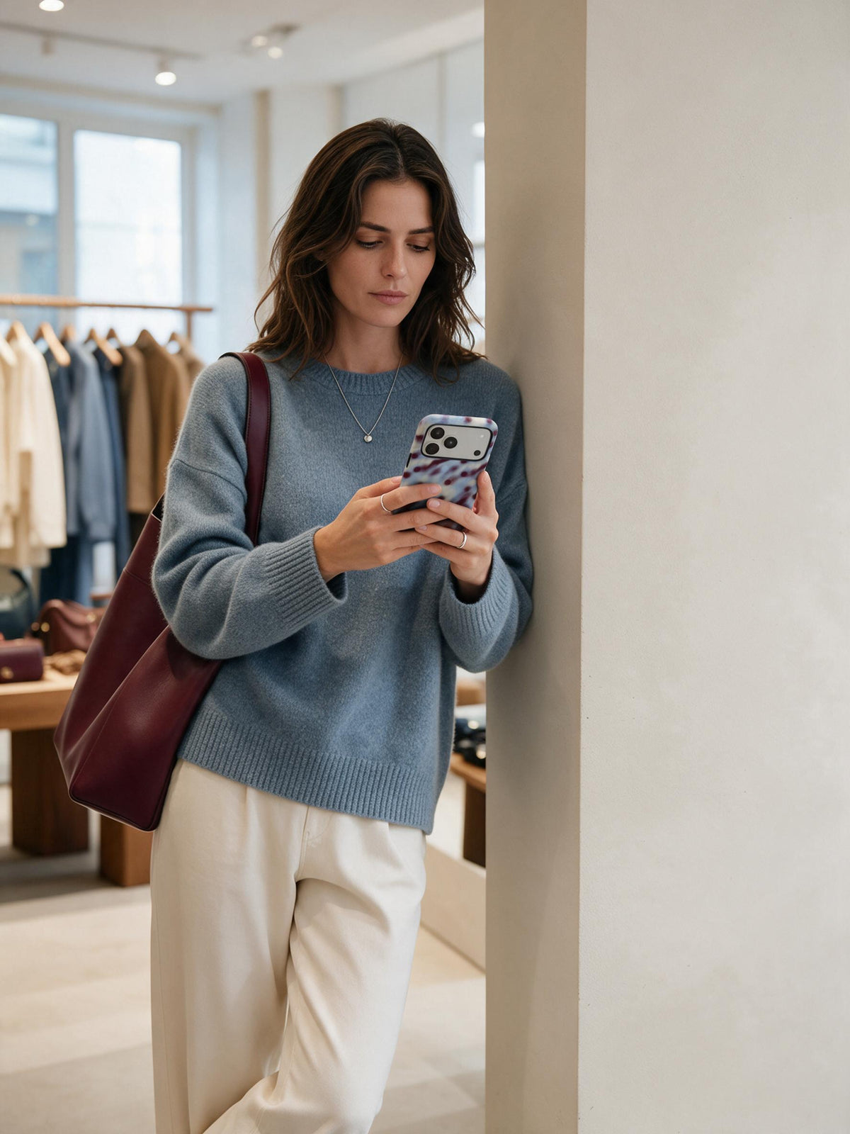 Hazy Dot phone case in an everyday brand atmosphere scene [case:all] [role:lifestyle]