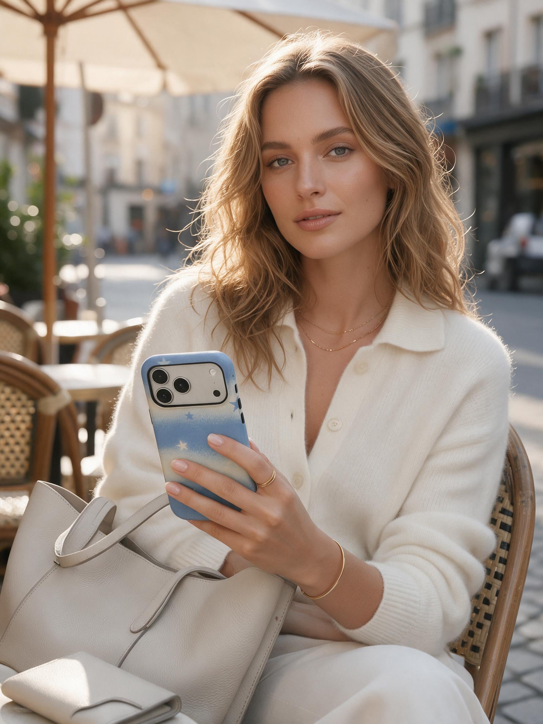 Drifting Stars phone case in an everyday follow reference scene